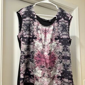 DKNY Black and Pink Printed Sleeveless Camisole